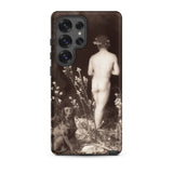 Naked Man Entering Cave - Wilhelm Von Gloeden Phone Case Samsung Galaxy S25 Ultra / Matte Sepia-toned Phone Case Vintage-style Illustration