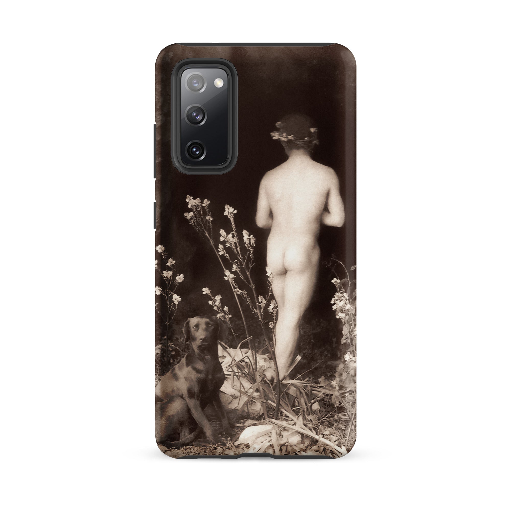 Naked Man Entering Cave Wilhelm Von Gloeden Samsung Case, Galaxy S20 Fe / Matte, Smartphone Case Vintage Style Nude Figure Dog