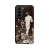 Naked Man Entering Cave - Wilhelm Von Gloeden Samsung Case, Galaxy S21 Fe / Matte, Smartphone Case Sepia-toned Nude Figure Dog