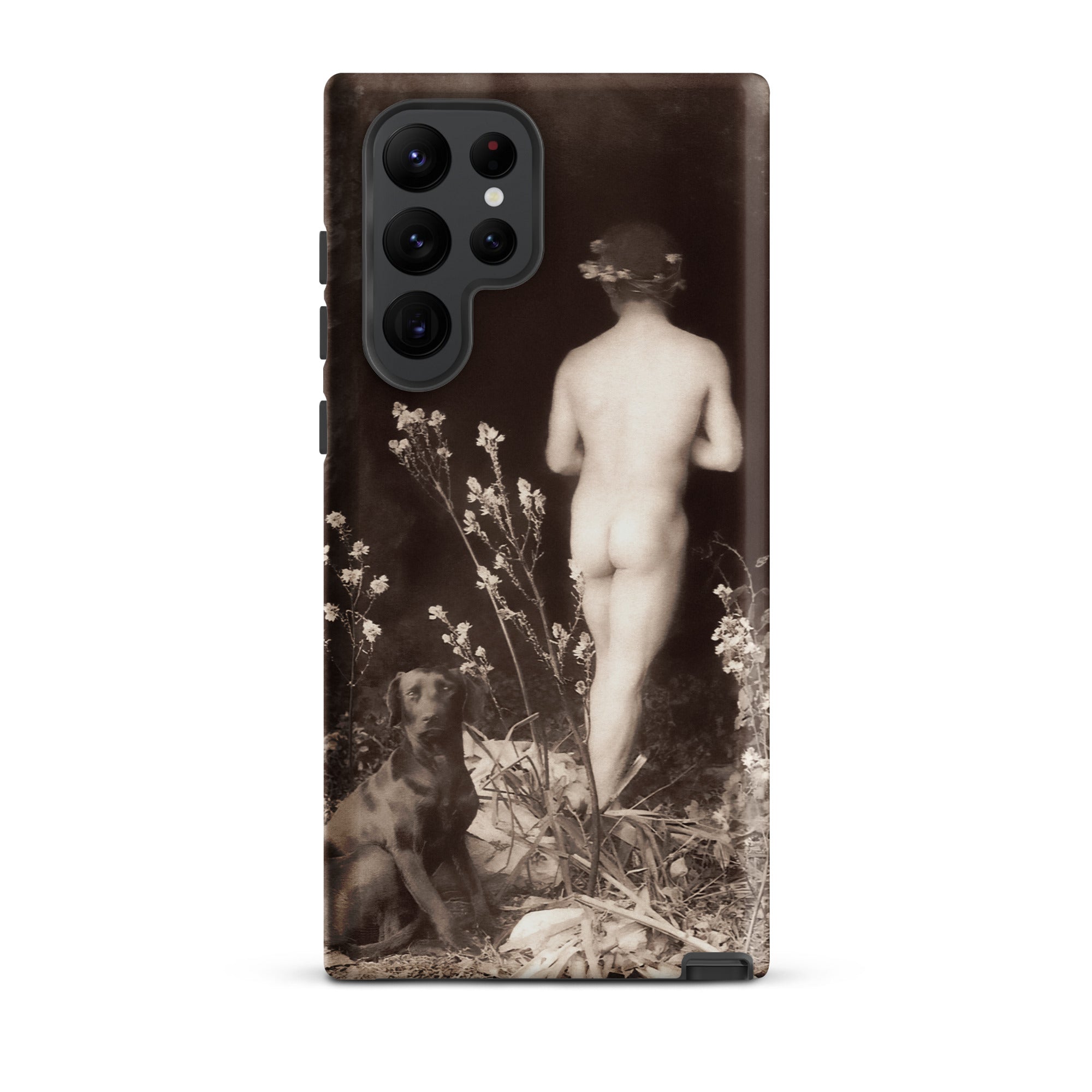Naked Man Entering Cave Wilhelm Von Gloeden Samsung Case, Galaxy S22 Ultra / Matte, Smartphone Case Vintage Style Nude Figure Dog