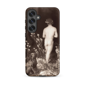 Naked Man Entering Cave - Wilhelm Von Gloeden Samsung Case, Galaxy S25 Plus / Matte, Black Smartphone Case Sepia-toned Nude Figure Floral