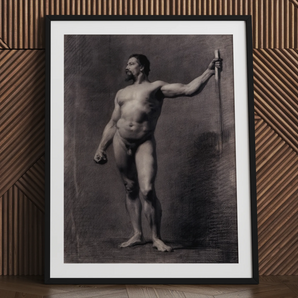 Uomo Nudo con Lancia - Stampa d'Arte di Mariano Fortuny Marsal 