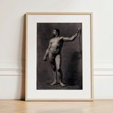 Naked Man with Spear - Mariano Fortuny Marsal Art Print / Canvas, 12x16’’ / 31x41cm / Natural Frame / Matboard, Posters Prints & Visual