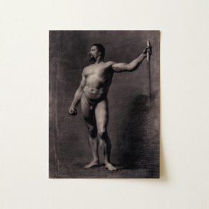Naked Man with Spear - Mariano Fortuny Marsal Art Print / Canvas, 12x16’’ / 31x41cm / Unframed / no Border, Posters Prints & Visual