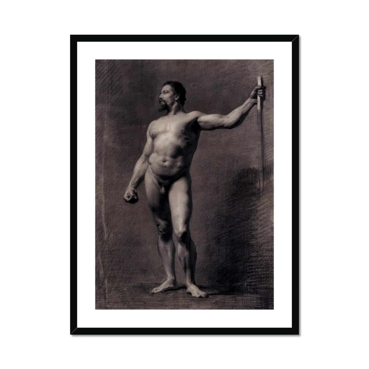 Naked Man with Spear Mariano Fortuny Marsal Art Print, Framed Print Male Nude Study
