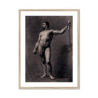 Naked Man with Spear Mariano Fortuny Marsal Art Print, Framed Sepia Toned Academic Male Nude Study Print