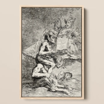 A Naked Witch Carried on the Shoulders of a Monster - Francisco De Goya Art Print / Canvas, 12x18’’ / 31x46cm / Natural Frame, Posters