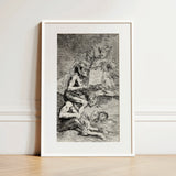 A Naked Witch Carried on the Shoulders of a Monster - Francisco De Goya Art Print / Canvas, 12x18’’ / 31x46cm / White Frame / Matboard,