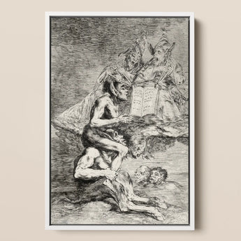 A Naked Witch Carried on the Shoulders of a Monster - Francisco De Goya Art Print / Canvas, 12x18’’ / 31x46cm / White Frame, Posters Prints