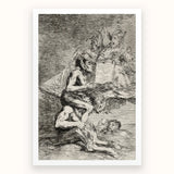 A Naked Witch Carried on the Shoulders of a Monster - Francisco De Goya Art Print / Canvas Black White Grotesque Scene Witches Demons