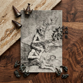 A Naked Witch Carried on the Shoulders of Monster - Francisco De Goya Art Print / Canvas Detailed Black-and-white Dramatic Scene Figures