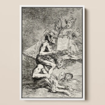 A Naked Witch Carried on the Shoulders of a Monster - Francisco De Goya Art Print / Canvas Framed Black-and-white Dramatic Scene Figures