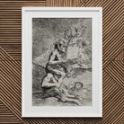 A Naked Witch Carried on the Shoulders of a Monster - Francisco De Goya Art Print, Framed Grotesque Figures Horned Book Submerged Water