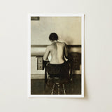 Naked Woman Sewing Lewis Hine Art Print / Canvas, Shot, American Social Reform, Photography, Gelatin Silver Tonal, Scale, Warm Umber