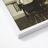 Naked Woman Sewing Lewis Hine Art Print / Canvas White Framed Black Photograph Seated Antique Desk, Shot, American Social Reform,