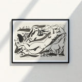 Black-framed Artwork Minimalist Ink Nude Figures Horses Off-white Leo Gestel Art, Gestel’s Naked Woman, Sea Beckons