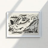 Framed Black White Ink Abstract Stylized Figures Dynamic Leo Gestel Art, Gestel’s Naked Woman, Sea Beckons