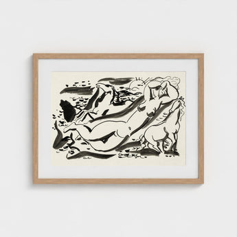 Naked Woman & Two Horses with the Sea - Leo Gestel Art Print / Canvas, Gestel’s, Beckons Prints