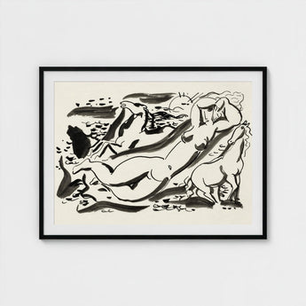 Naked Woman & Two Horses with the Sea - Leo Gestel Art Print / Canvas, Gestel’s, Beckons Prints