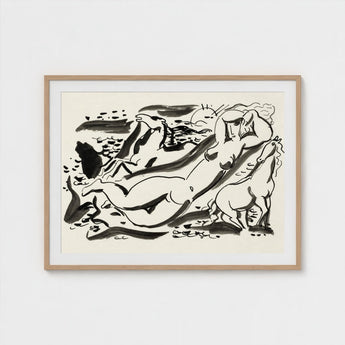 Naked Woman & Two Horses with the Sea - Leo Gestel Art Print / Canvas, Gestel’s, Beckons Prints