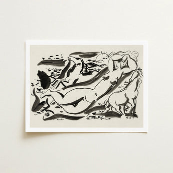Naked Woman & Two Horses with the Sea - Leo Gestel Art Print / Canvas, Gestel’s, Beckons Prints