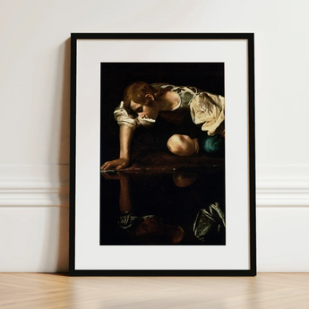 Narcissus - Caravaggio Art Print / Canvas, 12x16’’ / 31x41cm / Black Frame / Matboard, Posters Prints & Visual Artwork, Toby Leon