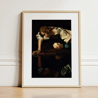 Narcissus - Caravaggio Art Print / Canvas, 12x16’’ / 31x41cm / Natural Frame / Matboard, Posters Prints & Visual Artwork, Toby Leon