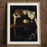 Narcissus - Caravaggio Art Print / Canvas, 24x32’’ / 61x81cm / Natural Frame / Matboard, Posters Prints & Visual Artwork, Toby Leon