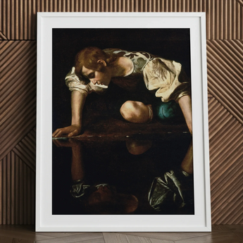 Narcissus - Caravaggio Art Print / Canvas, 24x32’’ / 61x81cm / White Frame / Matboard, Posters Prints & Visual Artwork, Toby Leon