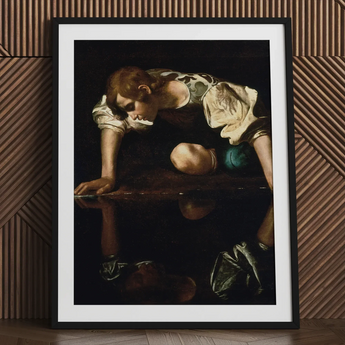 Narcissus - Caravaggio Art Print / Canvas Black-framed Caravaggio’s Saint Matthew White Mat, Boy’s Body, Closed Loop, Roman Pitch, Prints