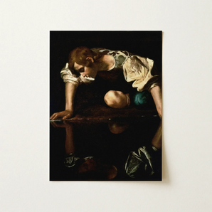Narcissus - Caravaggio Art Print / Canvas Reproduction Caravaggio’s ?The Saint Matthew” Young Man White Caravaggio Art Print, Narcissus, B