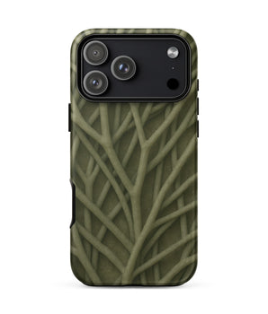Iphone 17 Pro Max / Matte Natural Branch Pattern - Phone Case Olive-toned Striation, Moss-darkened Intervals, Perpetual Motion