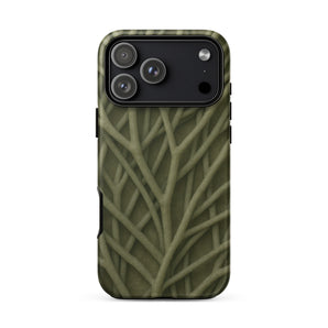 Natural Branch Pattern - Phone Case, Olive-toned Striation, Moss-darkened Intervals, Perpetual Motion