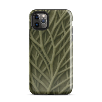 Natural Branch Pattern - Phone Case Iphone 11 Pro Max / Gloss Olive Green Phone Case Detailed Pattern Intertwined Light-toned Olive-toned
