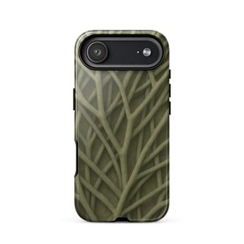 Natural Branch Pattern - Phone Case Iphone 17 Air / Gloss Olive Green Phone Case Detailed Interwoven Branch Pattern Olive-toned Striation,