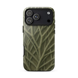 Natural Branch Pattern - Phone Case Iphone 17 Pro Max / Gloss Olive Green Phone Case Detailed Pattern Interwoven Branches Olive-toned