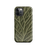 Natural Branch Pattern - Phone Case Iphone 12 Pro / Gloss Olive Green Phone Case Detailed Pattern Interwoven Light Olive-toned Striation,