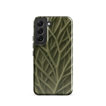 Natural Branch Pattern - Phone Case Samsung Galaxy S22 / Gloss Olive Green Phone Case Detailed Textured Pattern Interwoven Olive-toned