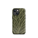 Natural Branch Pattern - Phone Case Iphone 13 Mini / Gloss Olive Green Phone Case Detailed Textured Pattern Interwoven Olive-toned