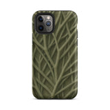 Natural Branch Pattern - Phone Case Iphone 11 Pro / Matte Olive Green Phone Case Intricate Interwoven Branch Pattern Olive-toned Striation,