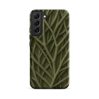 Natural Branch Pattern - Phone Case Samsung Galaxy S22 Plus / Matte Olive Green Phone Case Intricate Interwoven Branch Pattern Olive-toned