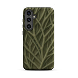 Natural Branch Pattern - Phone Case Samsung Galaxy S24 Plus / Matte Olive Green Phone Case Intricate Pattern Interwoven Branches
