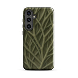 Natural Branch Pattern - Phone Case Samsung Galaxy S24 Plus / Gloss Olive Green Phone Case Intricate Pattern Interwoven Branches