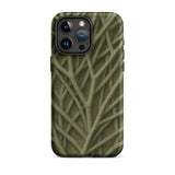 Natural Branch Pattern - Phone Case Iphone 15 Pro Max / Matte Olive Green Phone Case Intricate Pattern Interwoven Branches Olive-toned