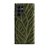 Natural Branch Pattern - Phone Case Samsung Galaxy S22 Ultra / Matte Olive Green Phone Case Intricate Pattern Interwoven Twigs Olive-toned