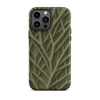 Natural Branch Pattern - Phone Case Iphone 13 Pro Max / Matte Olive Green Phone Case Intricate Textured Design Interwoven Olive-toned