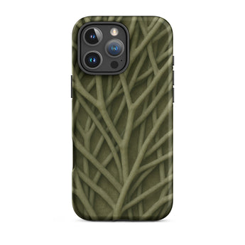 Natural Branch Pattern - Phone Case Iphone 16 Pro Max / Matte Olive Green Phone Case Intricate Textured Design Interwoven Olive-toned