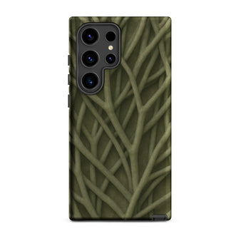 Natural Branch Pattern - Phone Case Samsung Galaxy S24 Ultra / Matte Olive Green Phone Case Intricate Textured Pattern Interwoven