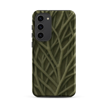 Natural Branch Pattern - Phone Case Samsung Galaxy S23 Plus / Matte Olive Green Phone Case Intricate Textured Pattern Interwoven
