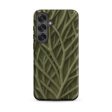Natural Branch Pattern - Phone Case Samsung Galaxy S25 Plus / Matte Olive Green Phone Case Intricate Textured Pattern Interwoven